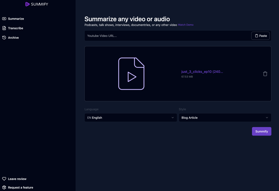 How to Turn Podcasts into Blog Posts with an AI Audio Summarizer | Summify